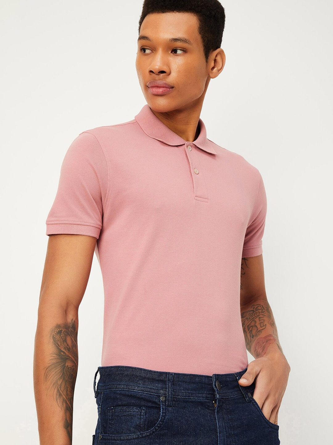 

max Men Polo Collar T-shirt, Pink