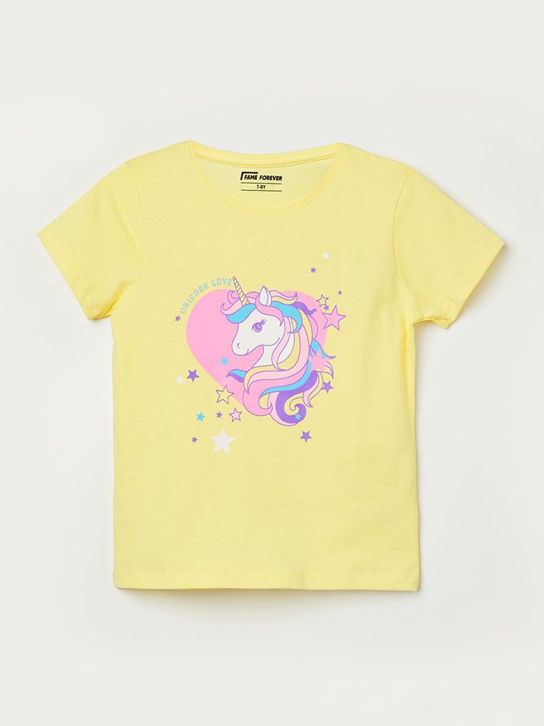 

Fame Forever by Lifestyle Girls Printed Applique T-shirt, Yellow