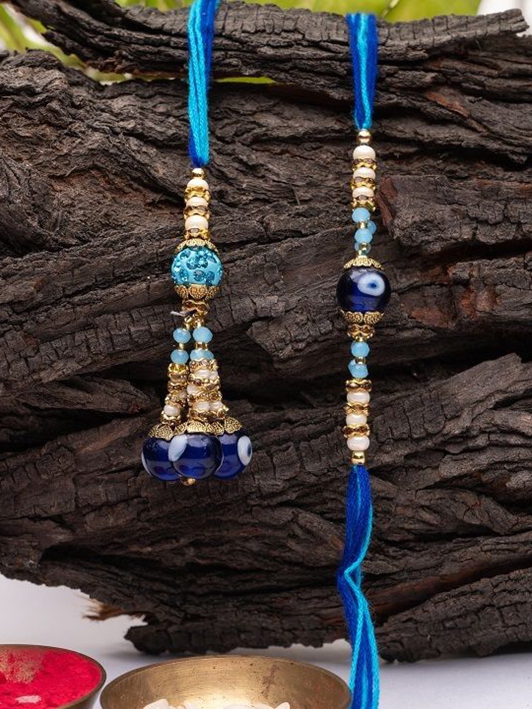 

Phirki Studio Set Of 2 Thread Rakhi, Blue