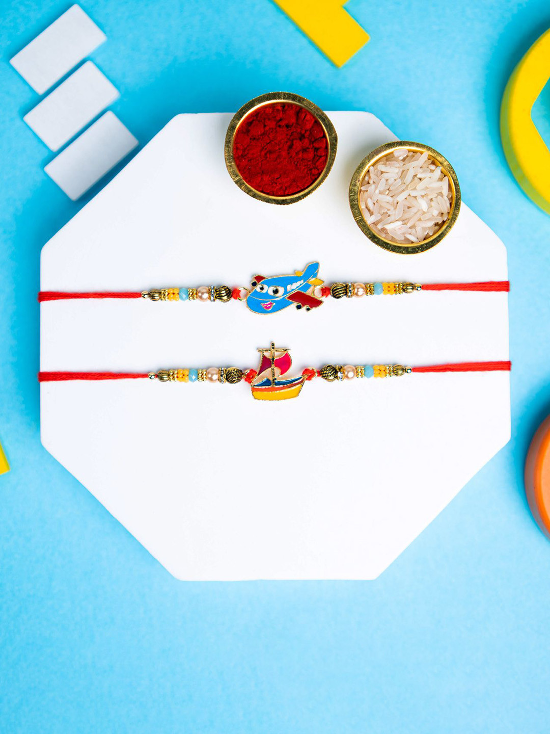 

Phirki Studio Set Of 2 Thread Rakhi, Red