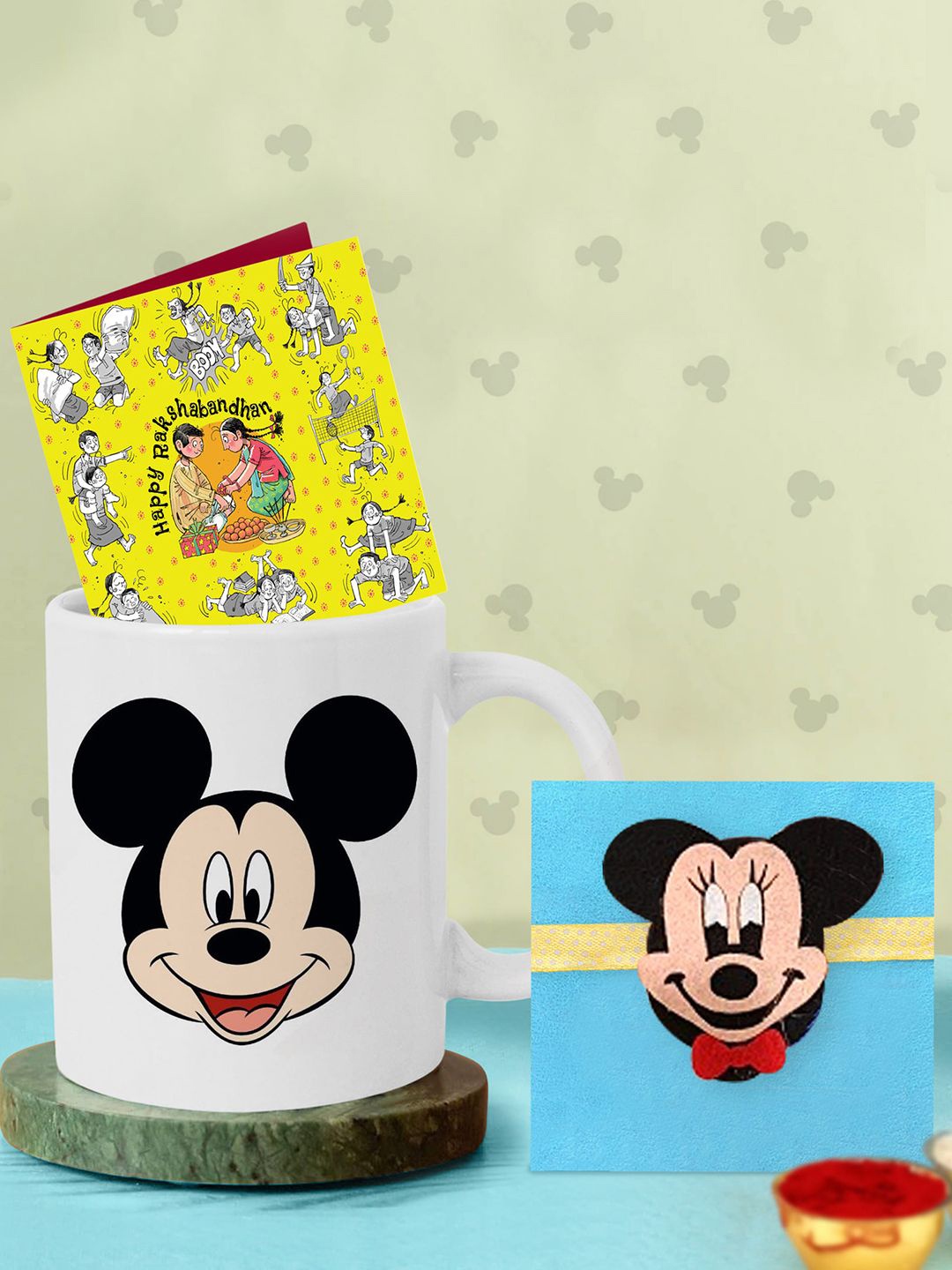 

TIED RIBBONS Kids Mickey Mouse Rakhi Gift Set, Yellow