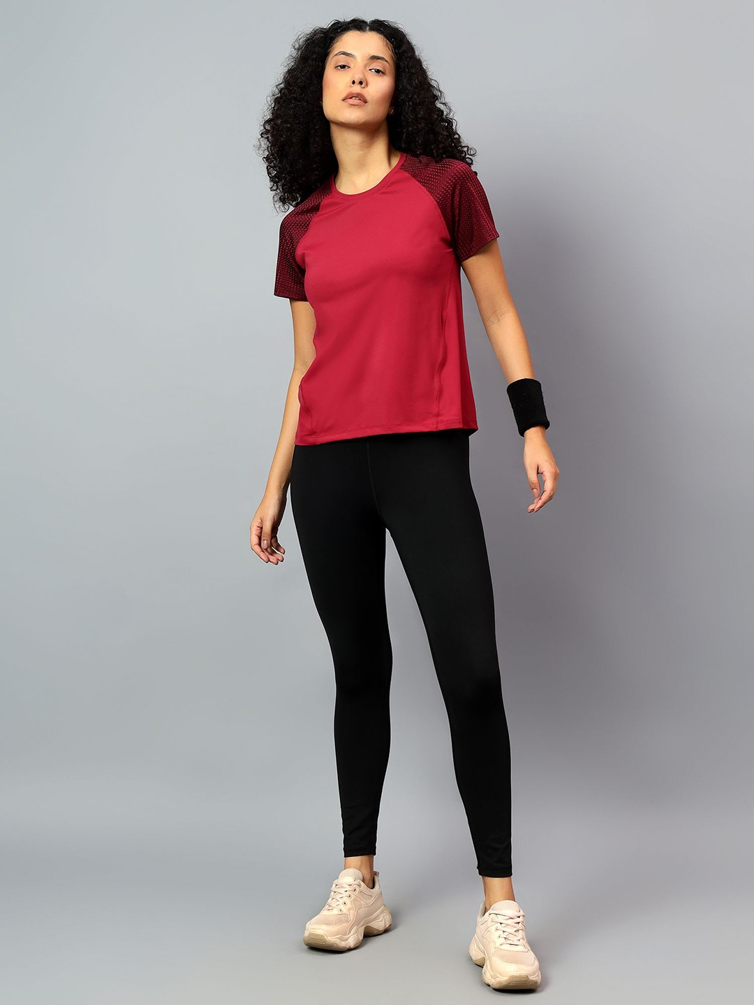 

Fitkin Womens Wine Short Sleeve Active T-shirt, Maroon