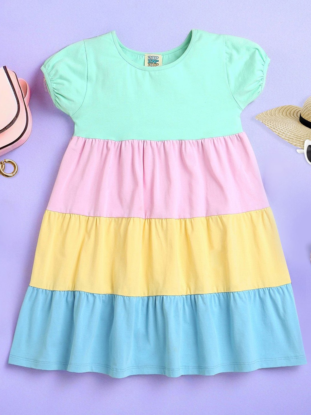 

ZIP ZAP ZOOP Colourblocked Fit & Flare Dress, Green