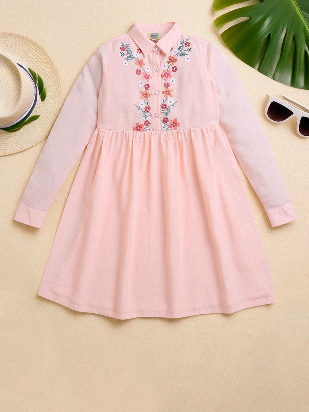 

ZIP ZAP ZOOP Linen Fit & Flare Dress, Peach