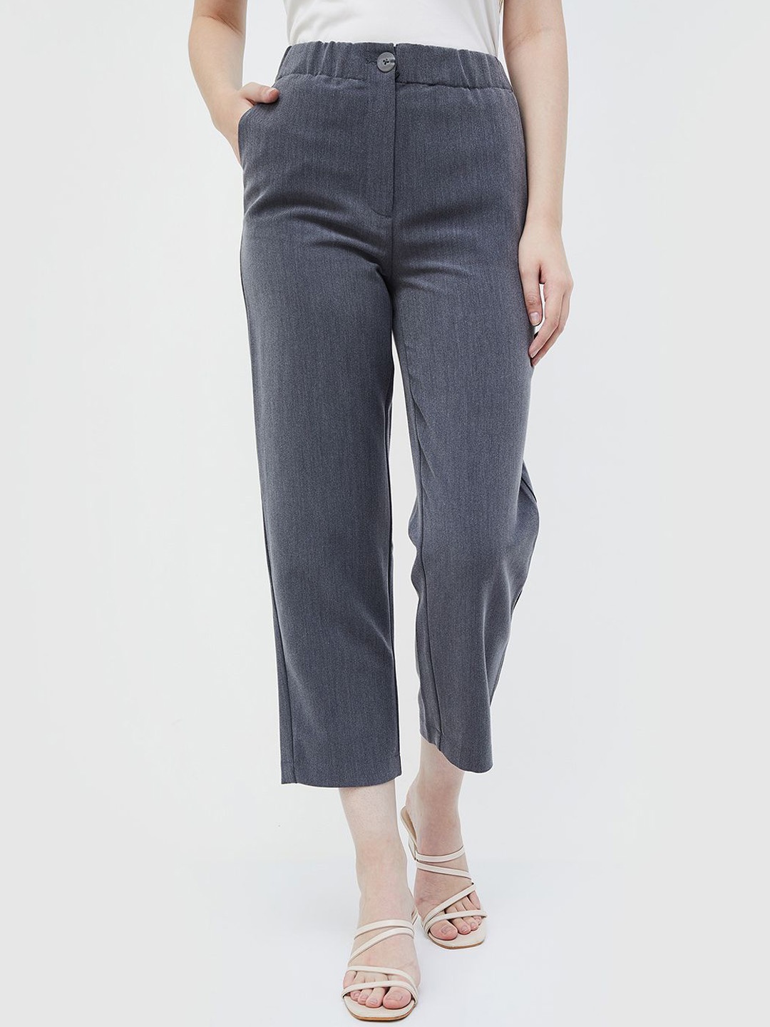 

CODE by Lifestyle Women Striped Trousers, Grey
