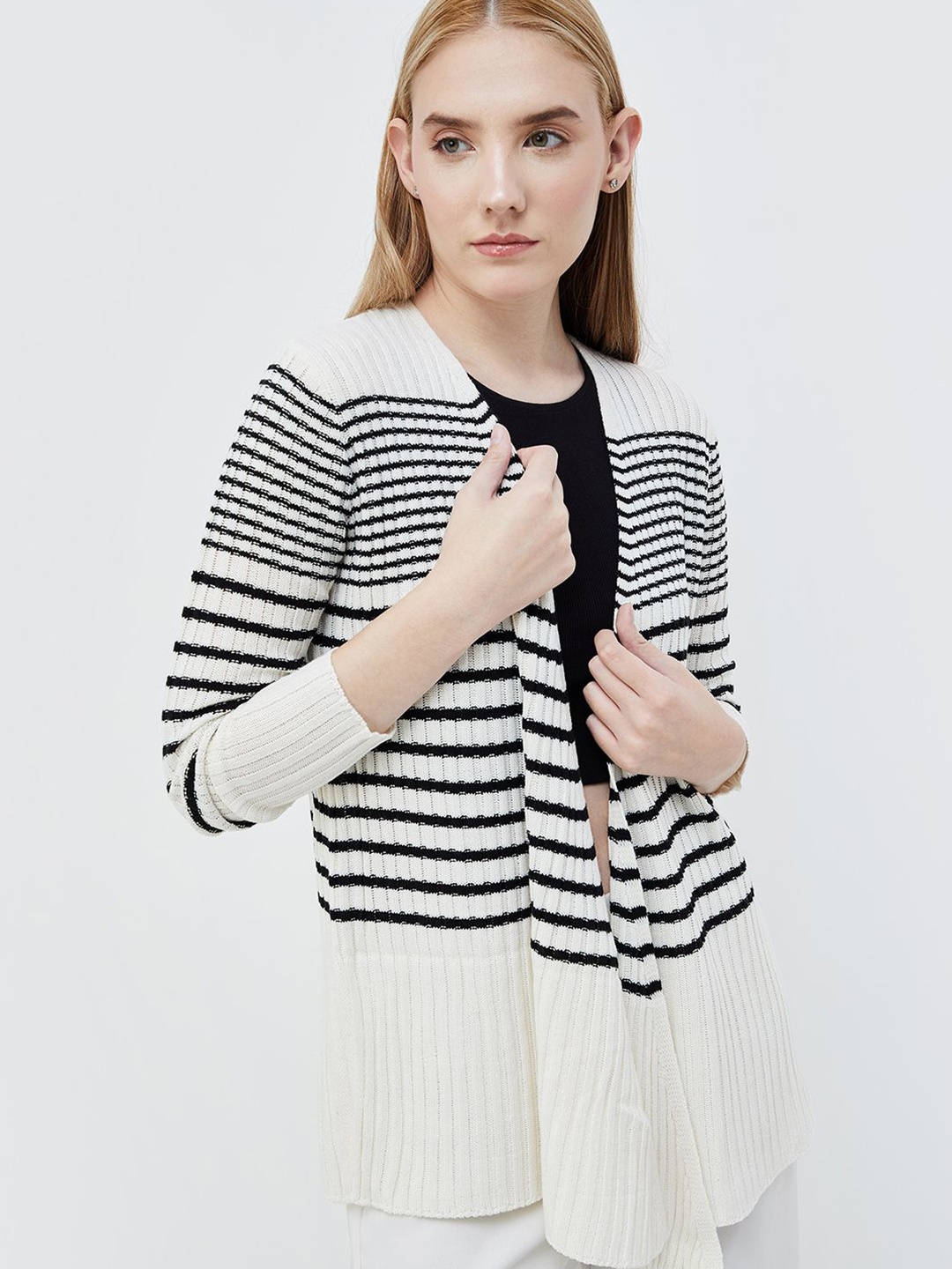 

CODE by Lifestyle Women Striped Pullover, Off white