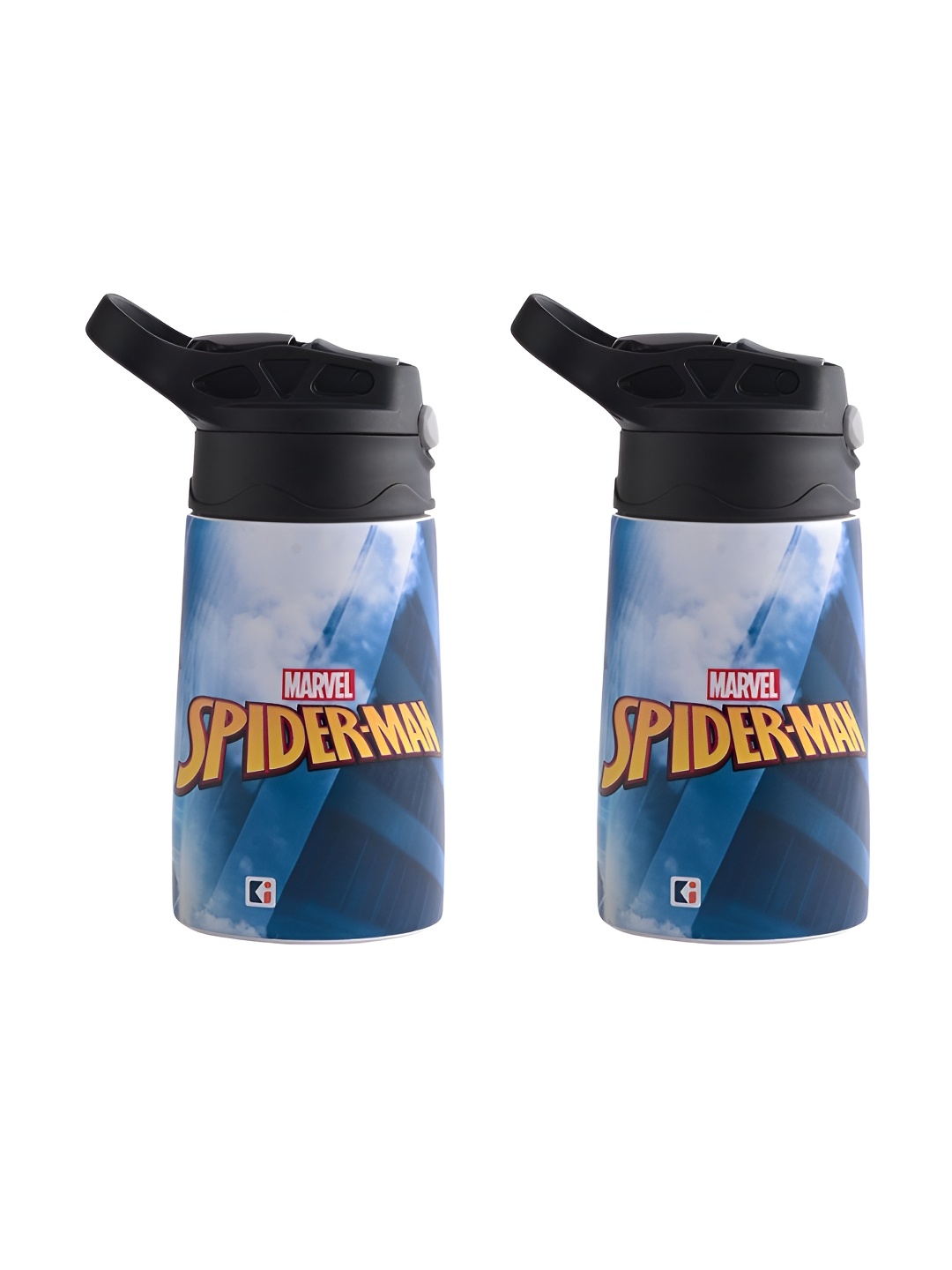 

Kuber Industries Blue Set of 2 Stainless Steel Printed Water Bottle