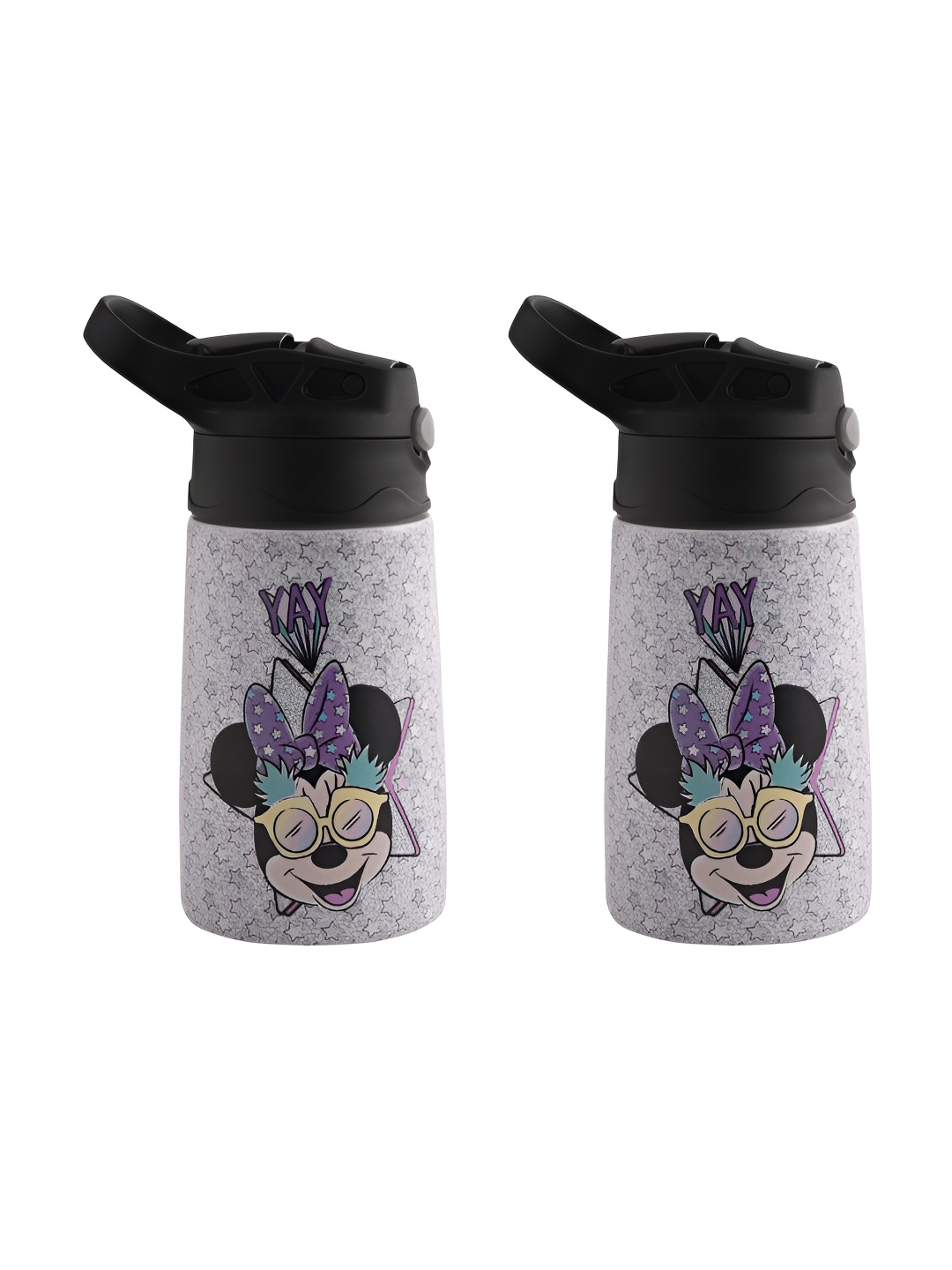 

Kuber Industries Purple & Black Set of 2 Stainless Steel Printed Water Bottle