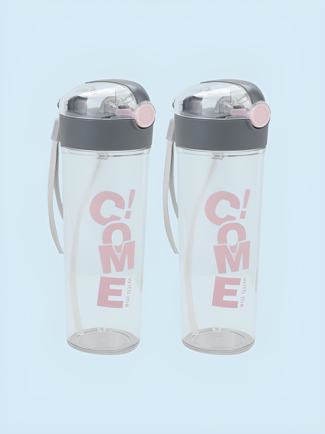 

Kuber Industries Transparent & Grey Set of 2 Plastic Printed Water Bottle