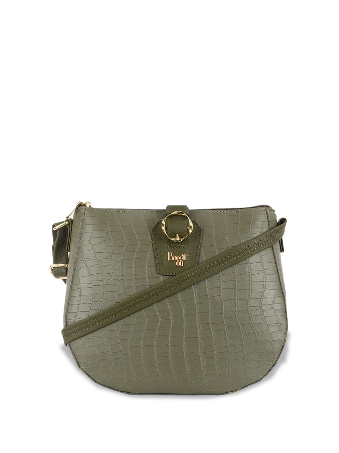 

Baggit Textured PU Structured Sling Bag, Green