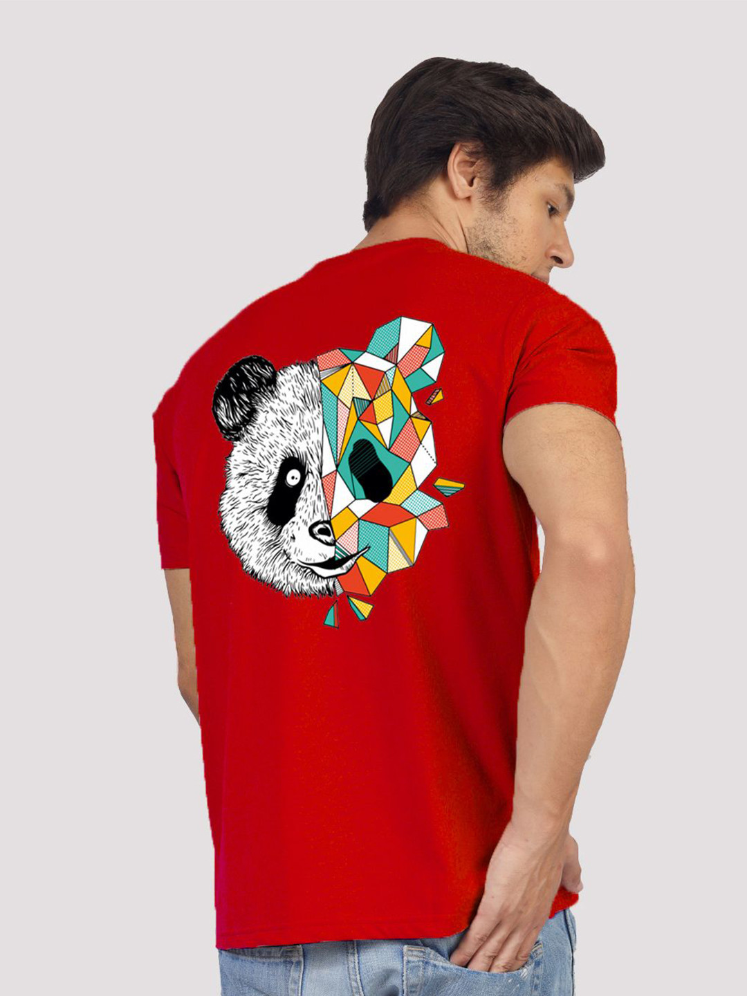 

Greylongg Men Typography Mandarin Collar Applique T-shirt, Red
