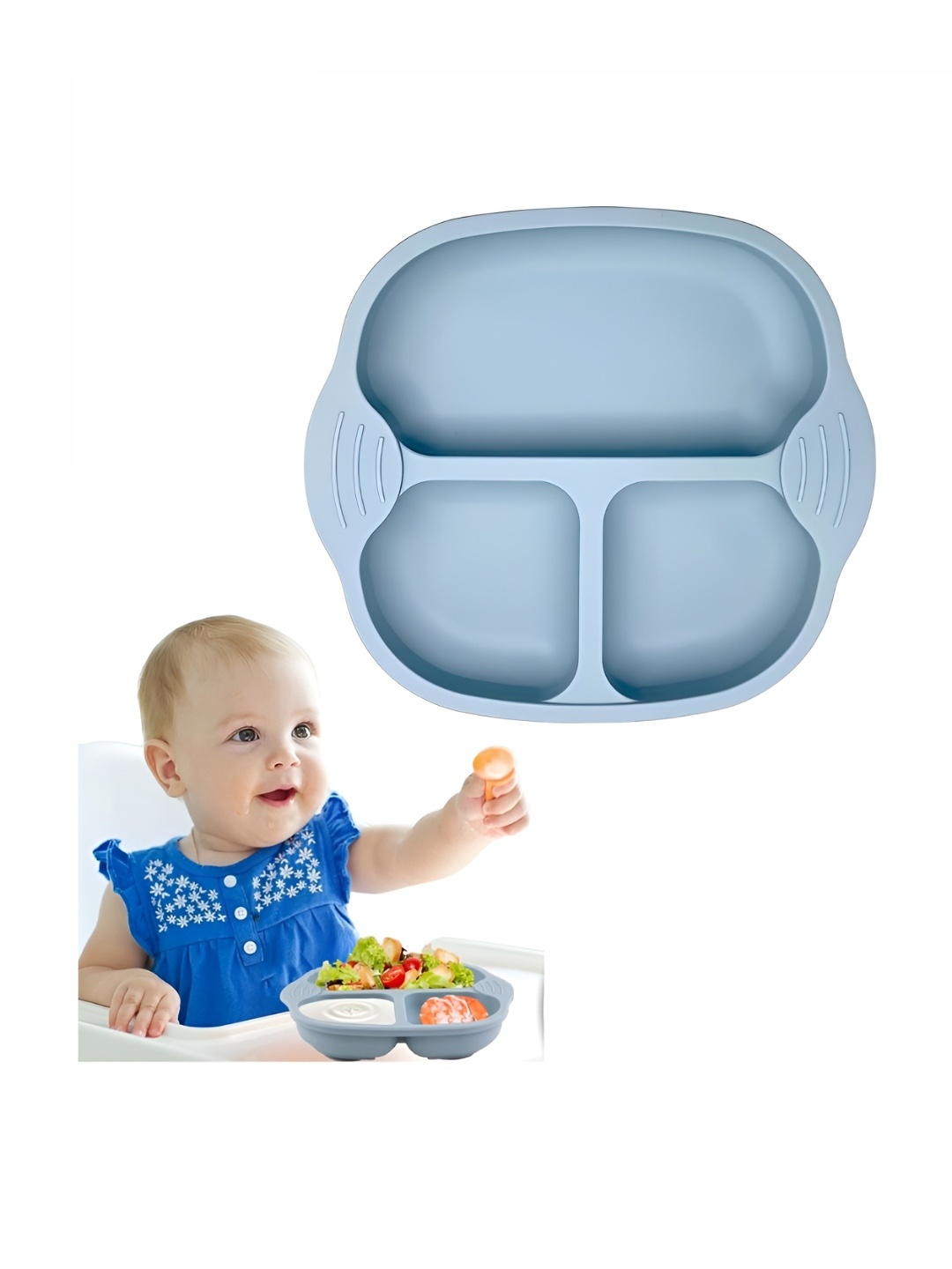 

P-Plus International Infants Blue Silicone Plates