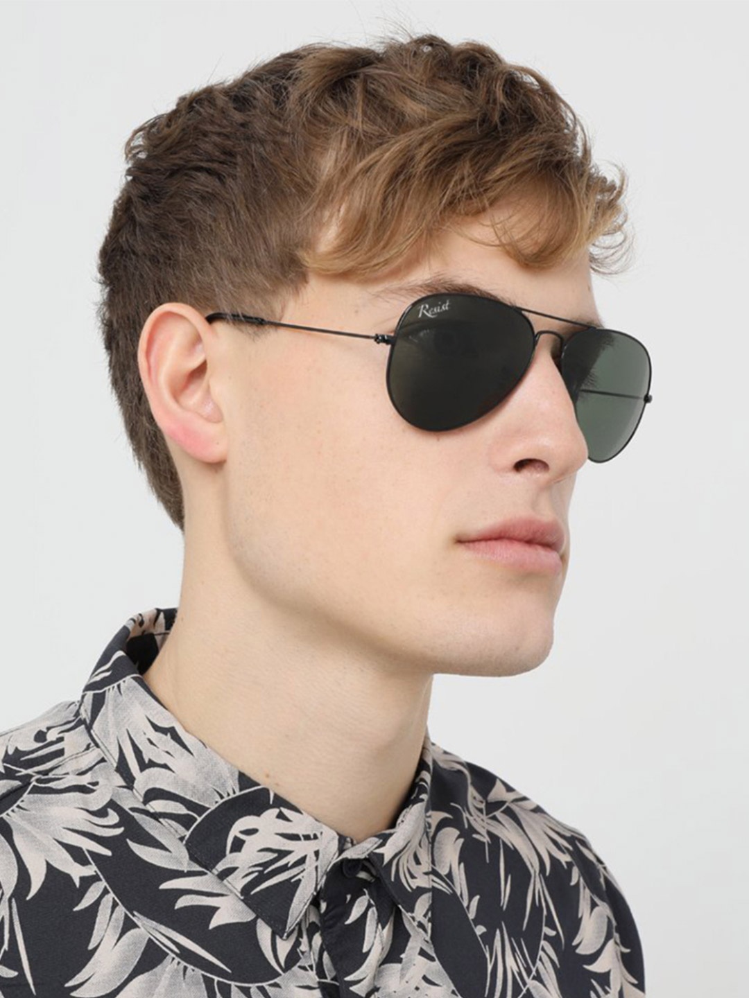 

RESIST EYEWEAR Unisex Aviator Sunglasses with UV Protected Lens, Black