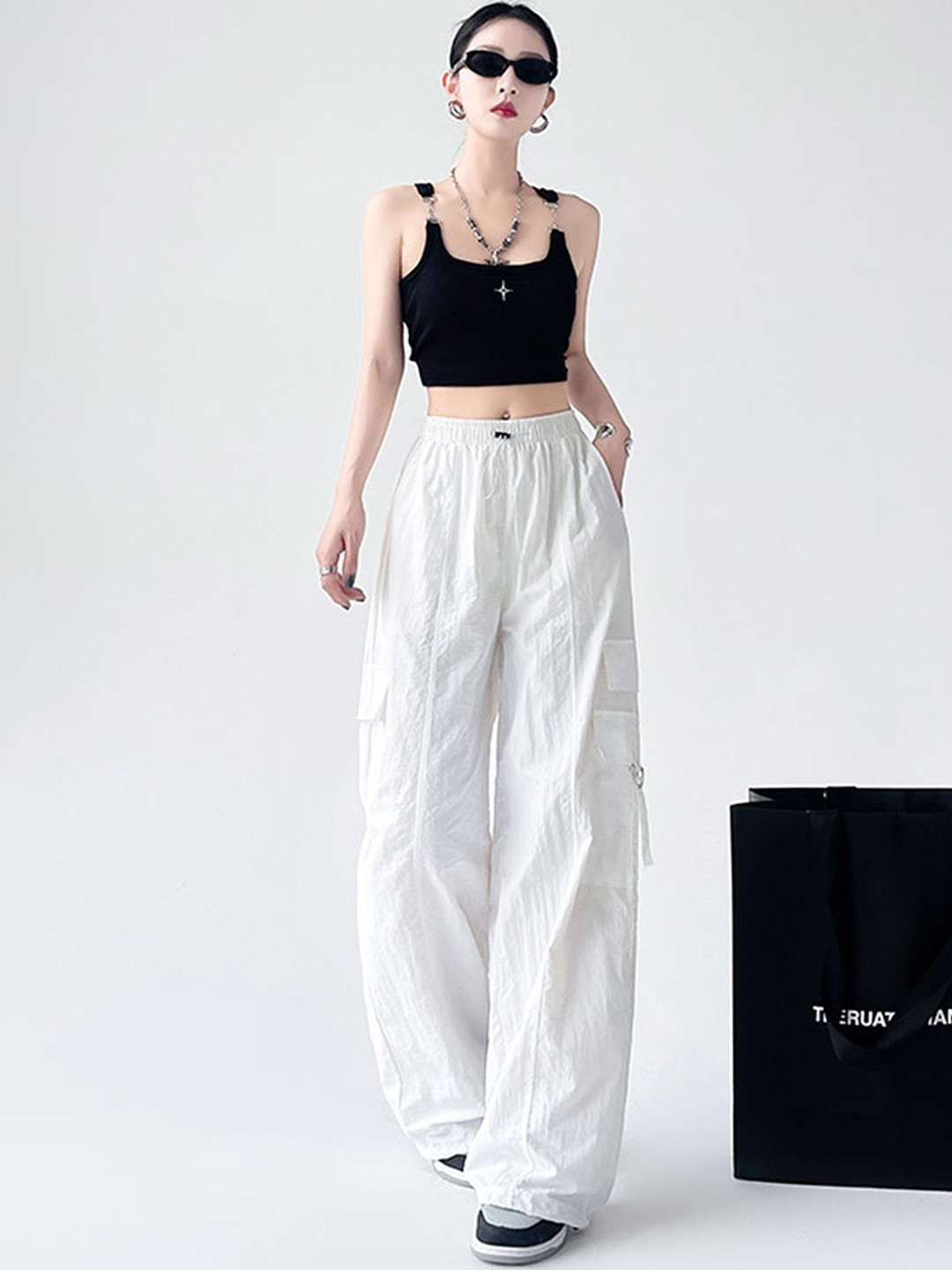 

LULU & SKY Women Straight Fit High-Rise Trousers, White
