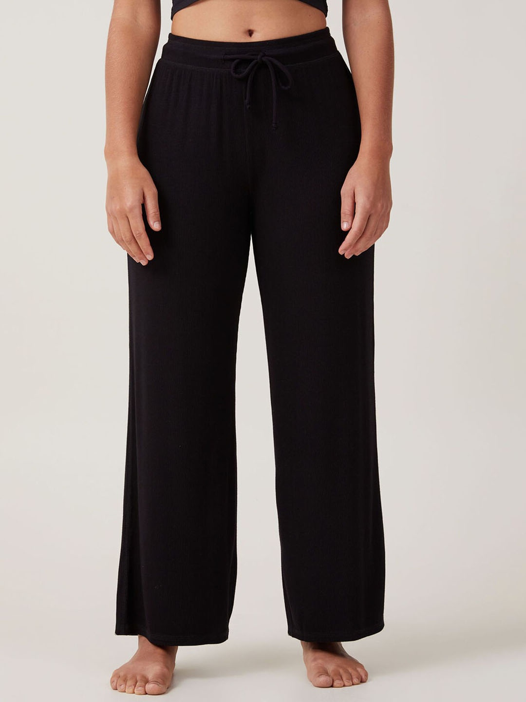 

LULU & SKY Women Straight Fit Low-Rise Trousers, Black