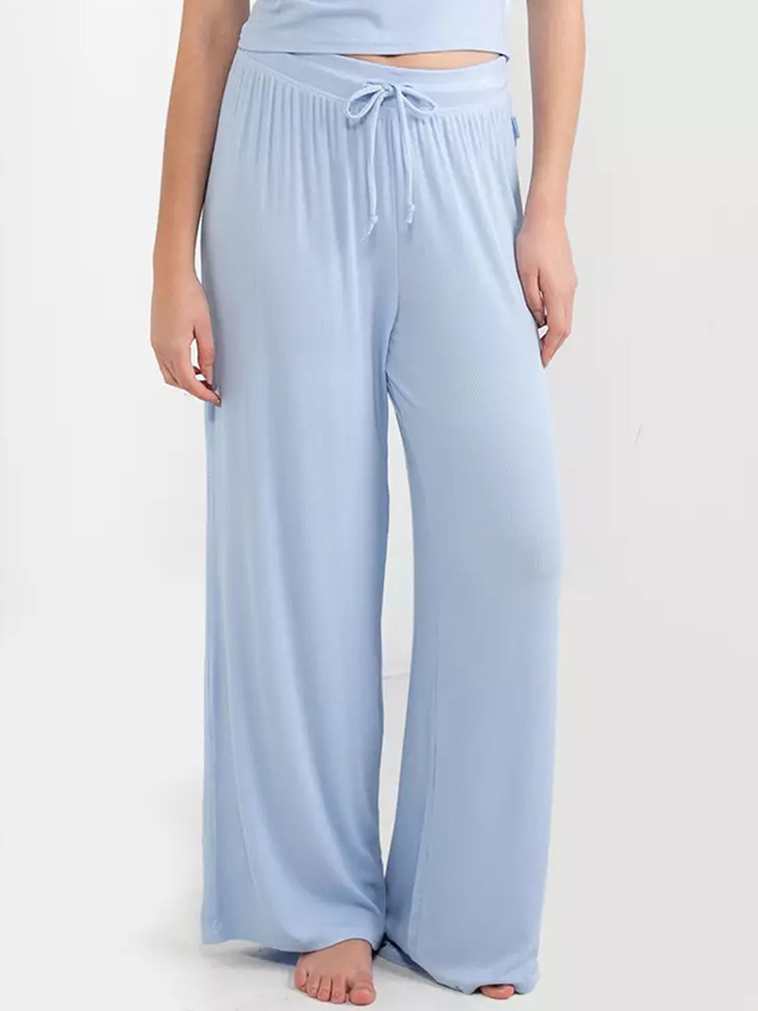 

LULU & SKY Women Straight Fit Low-Rise Trousers, Blue