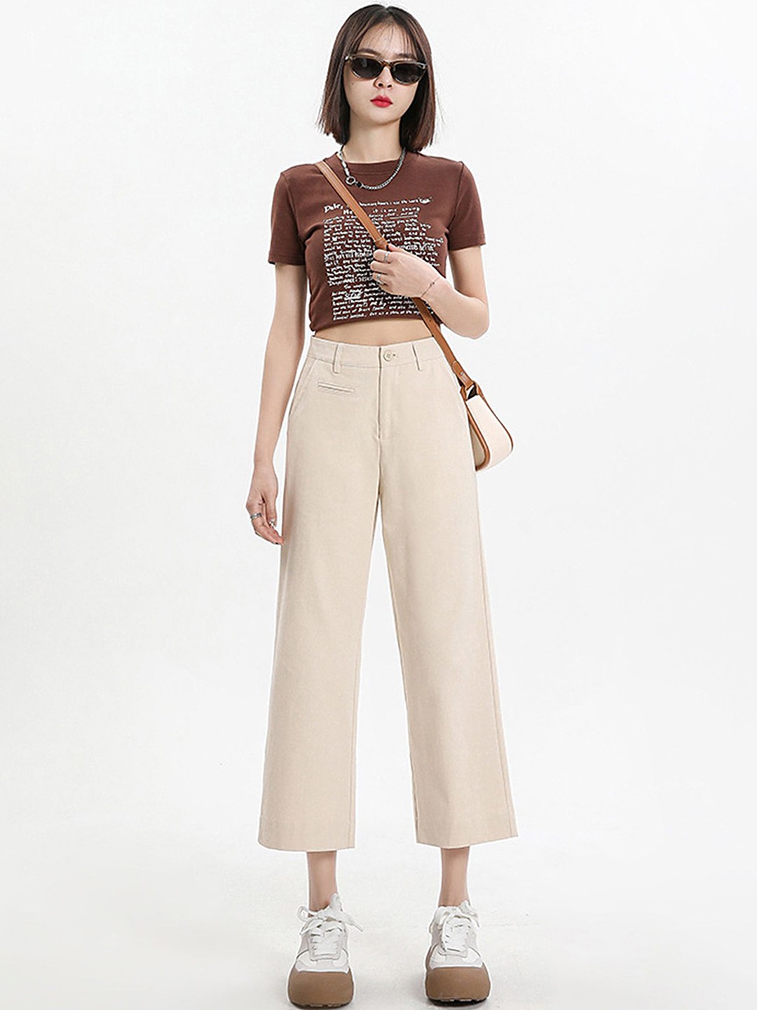 

LULU & SKY Women Straight Fit High-Rise Clean Look Cropped Jeans, Off white
