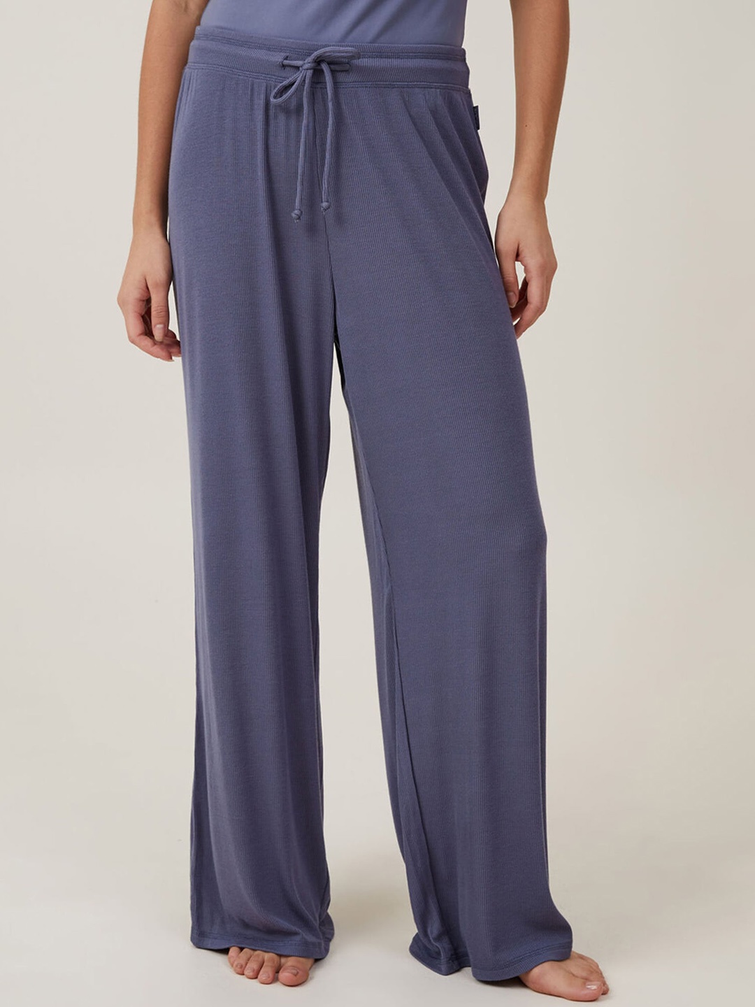 

LULU & SKY Women Straight Fit Low-Rise Trousers, Blue