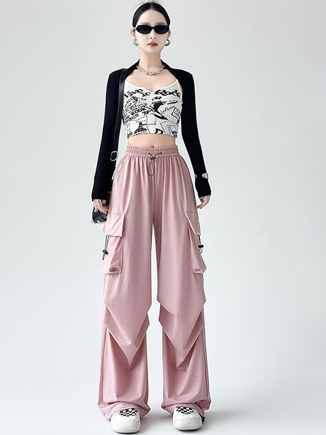 

LULU & SKY Women Straight Fit High-Rise Trousers, Pink