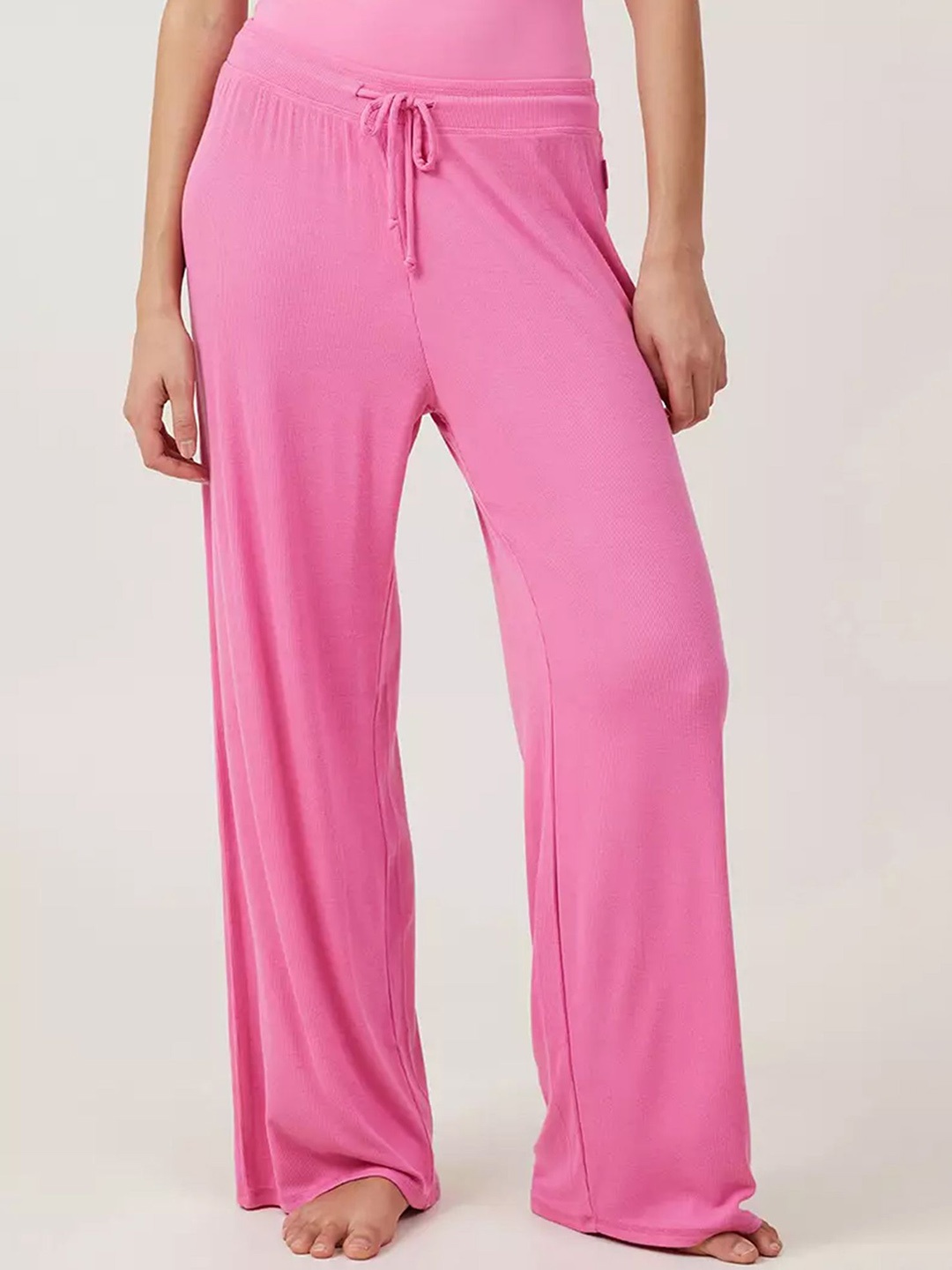 

LULU & SKY Women Straight Fit Low-Rise Trousers, Pink