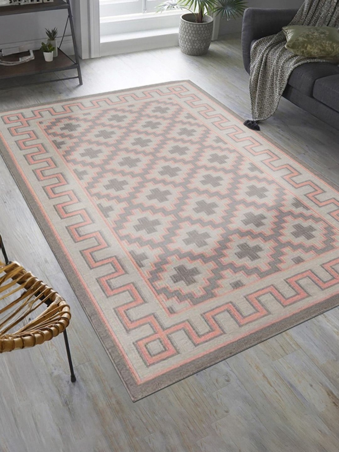 

nestroots Grey Ethnic Motifs Woollen Carpet
