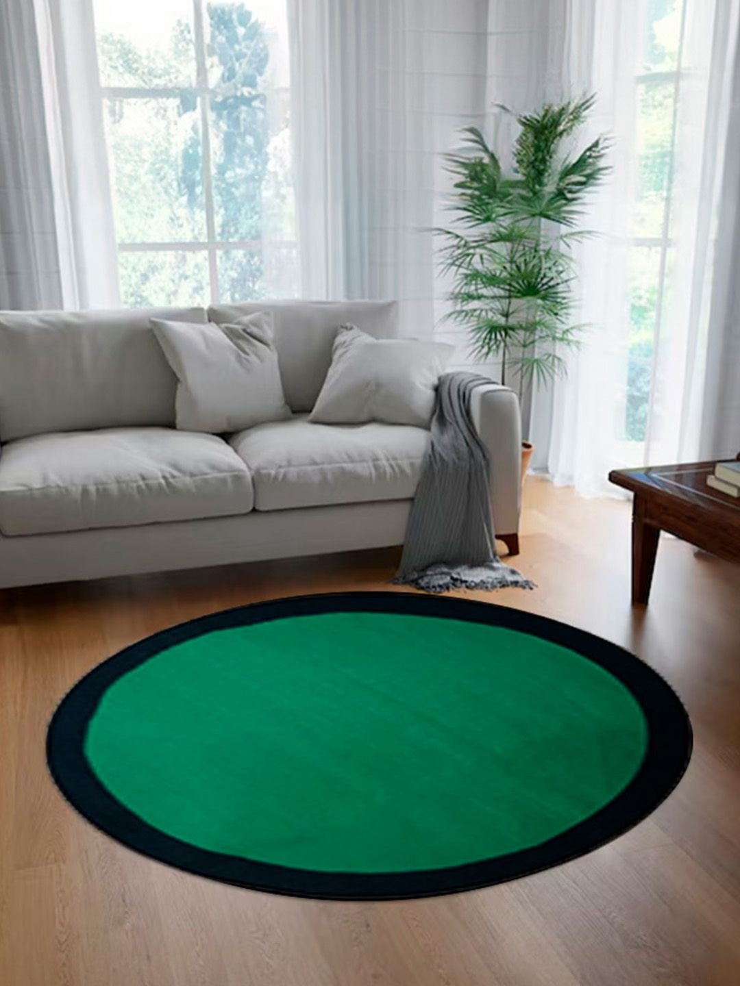 

nestroots Green Solid Hand-Tufted Woollen Carpet