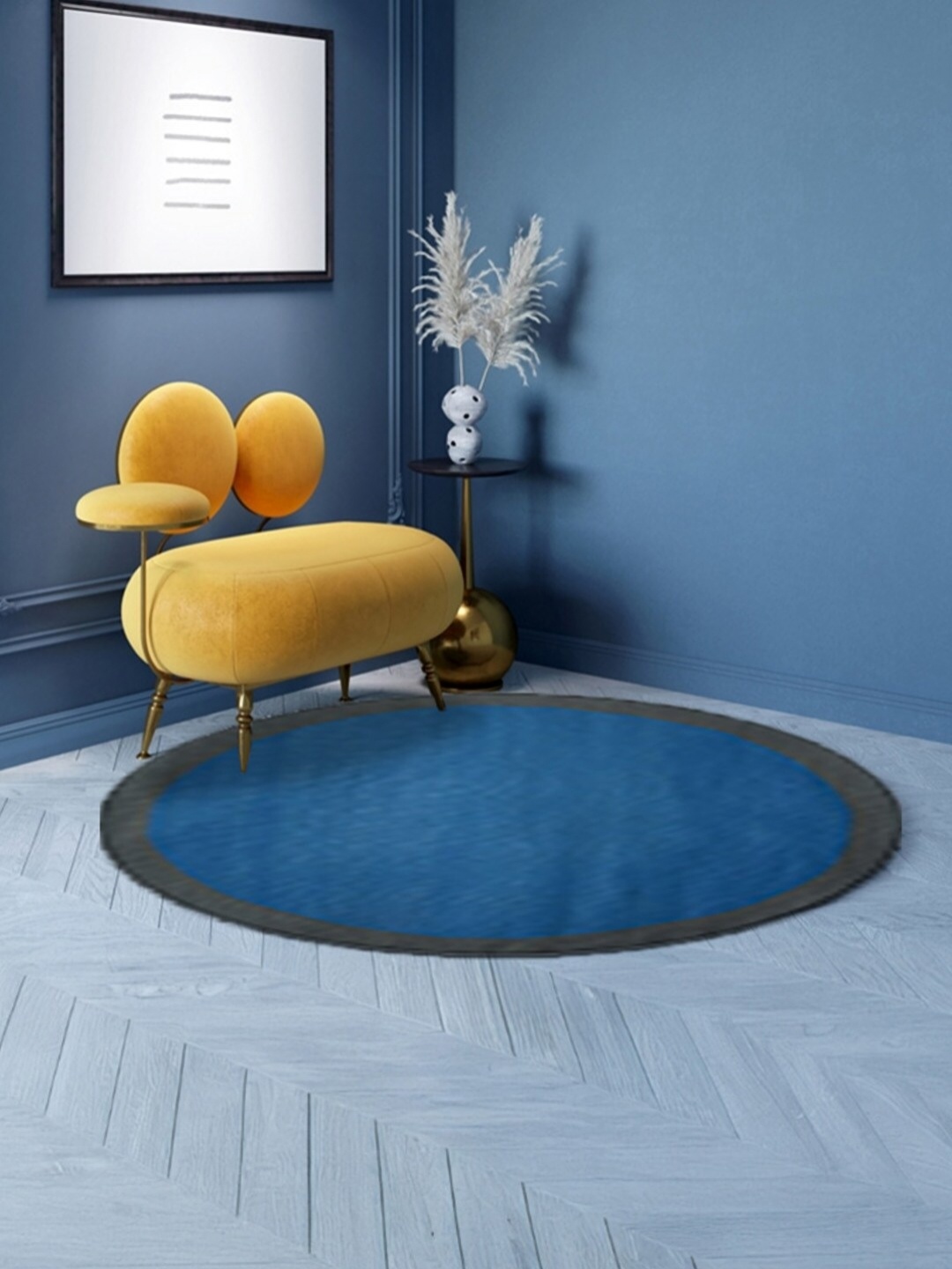 

nestroots Blue Solid Hand-Tufted Woollen Carpet