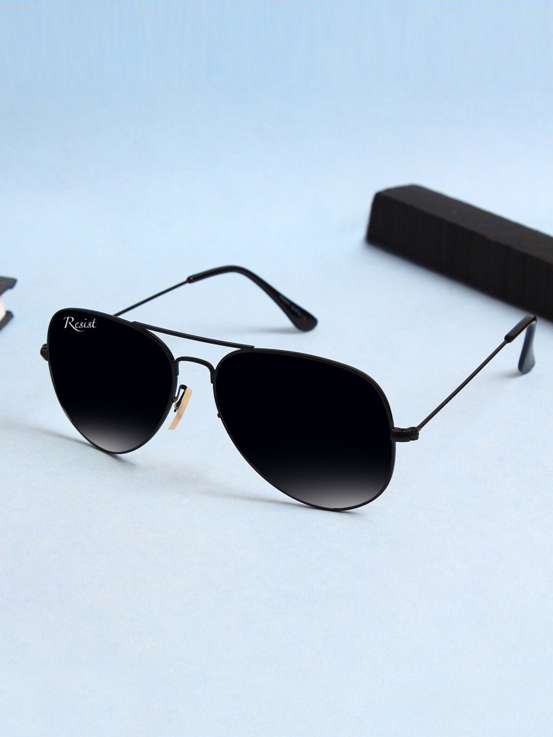 

RESIST EYEWEAR Unisex Aviator Sunglasses with UV Protected Lens, Black