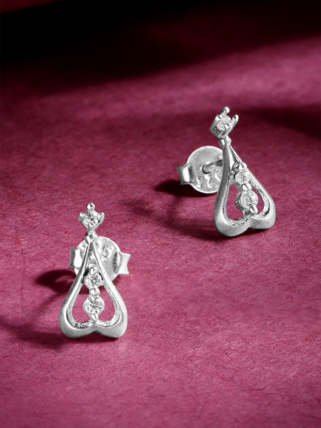 

Unniyarcha 92.5 Silver Stones-Studded Teardrop Shaped Drop Earrings