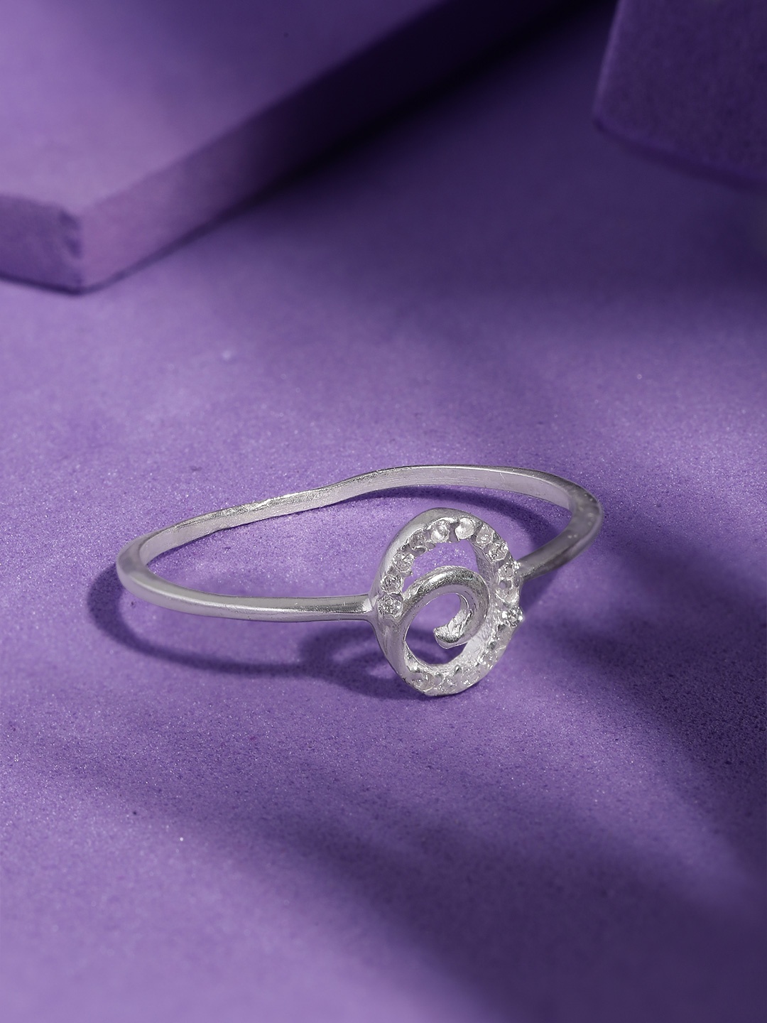 

Unniyarcha 92.5 Silver Stones-Studded Adjustable Finger Ring