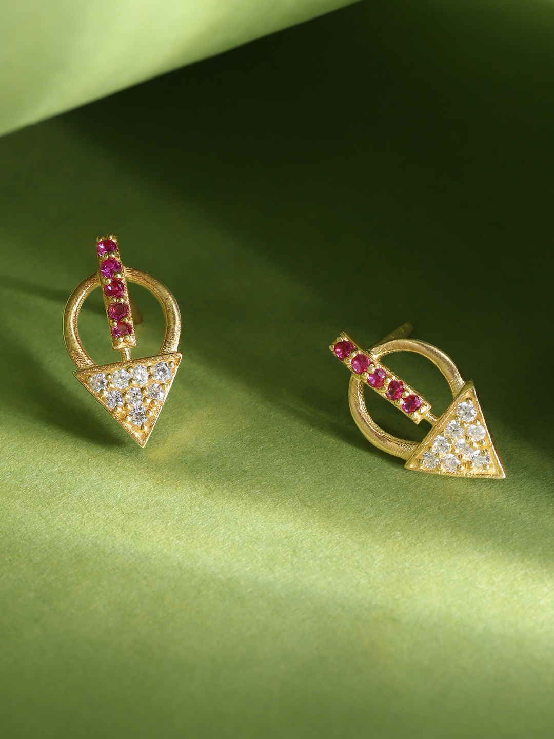 

Unniyarcha Gold-Plated Geometric Stones-Studded Studs