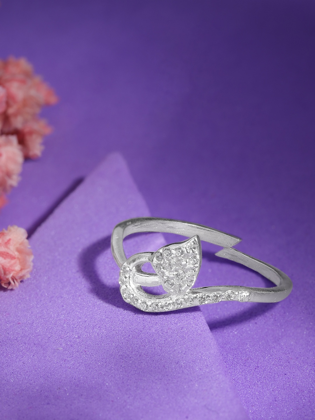 

Unniyarcha 92.5 Silver Stones-Studded Adjustable Finger Ring