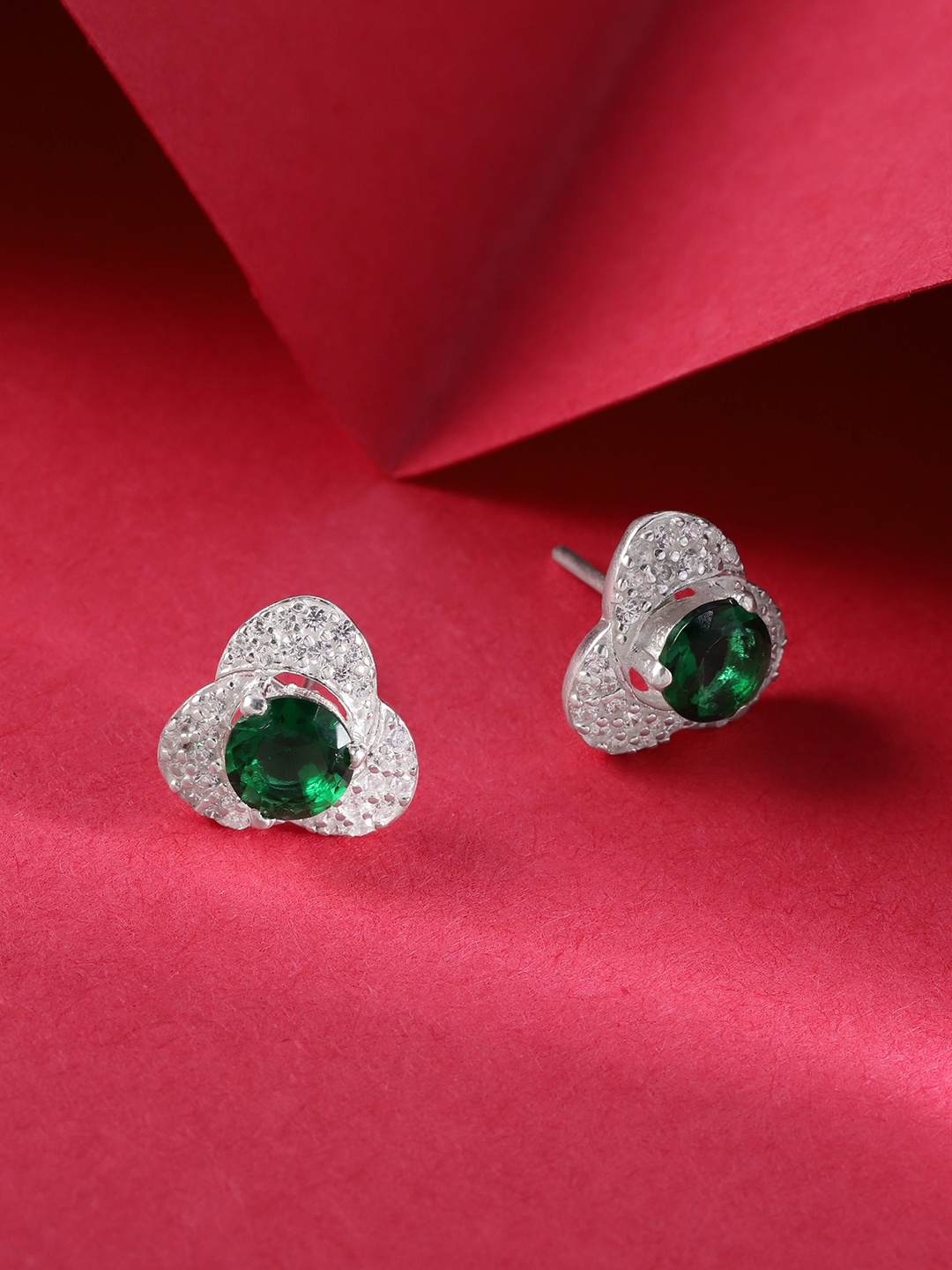 

Unniyarcha 92.5 Silver Stones-Studded Quirky Studs Earrings