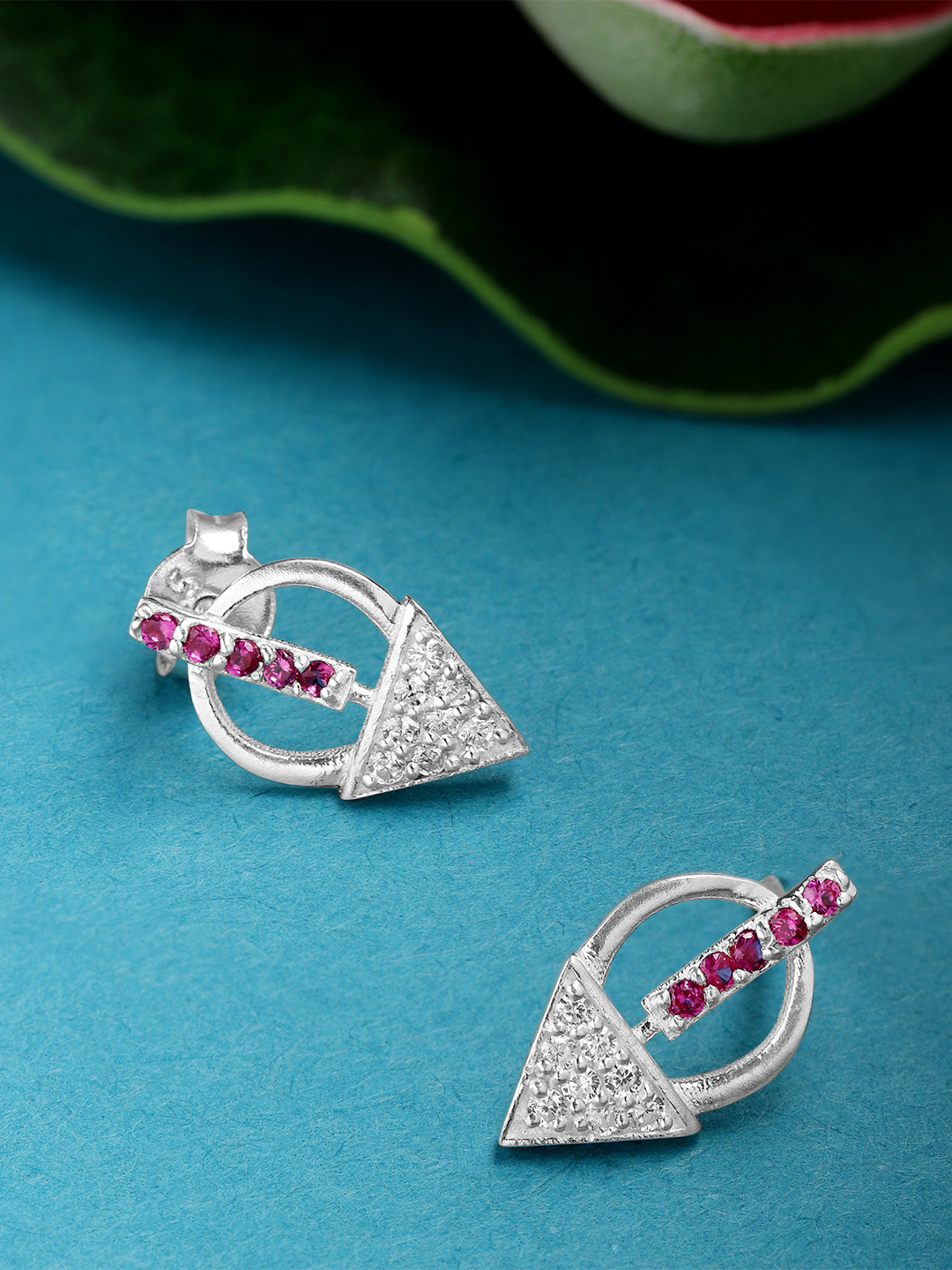 

Unniyarcha 92.5 Silver Geometric Artificial Stones Studs