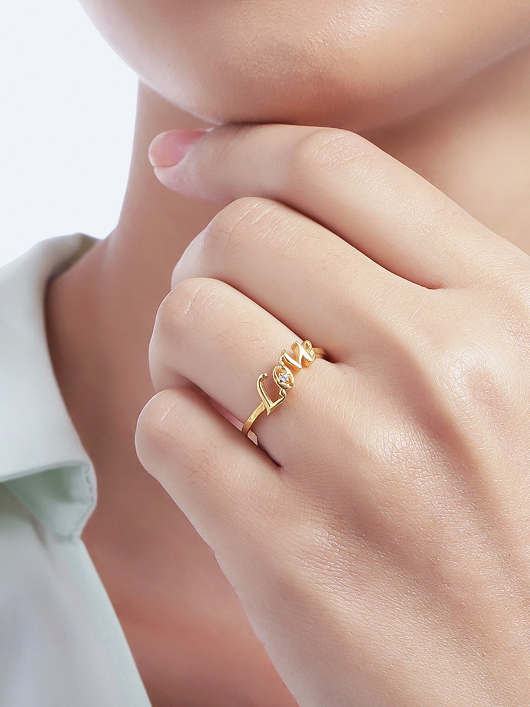 

Unniyarcha 92.5 Silver Stones-Studded Gold-Plated Adjustable Finger Ring