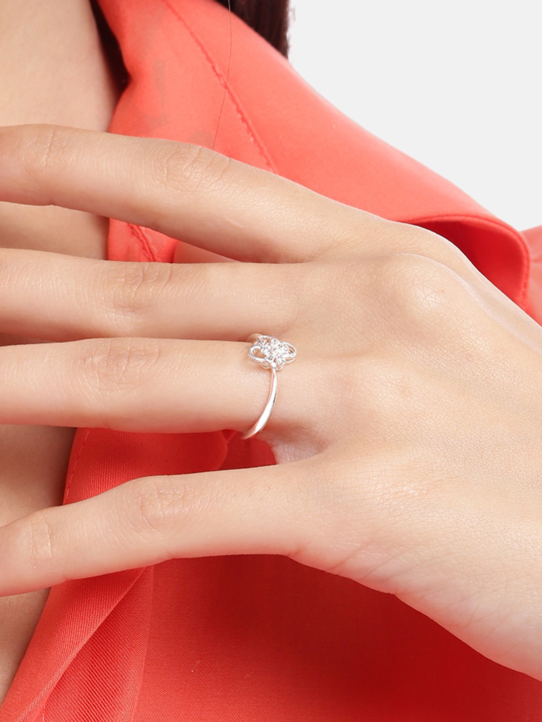 

Unniyarcha 92.5 Silver Women Stones-Studded Finger Ring
