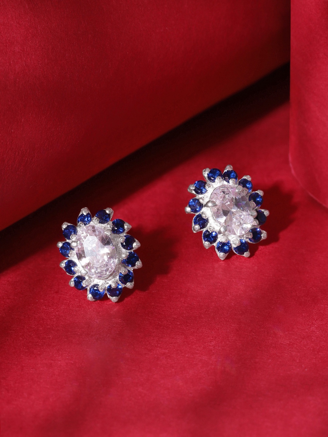 

Unniyarcha 92.5 Silver Floral Artificial Stones Studs