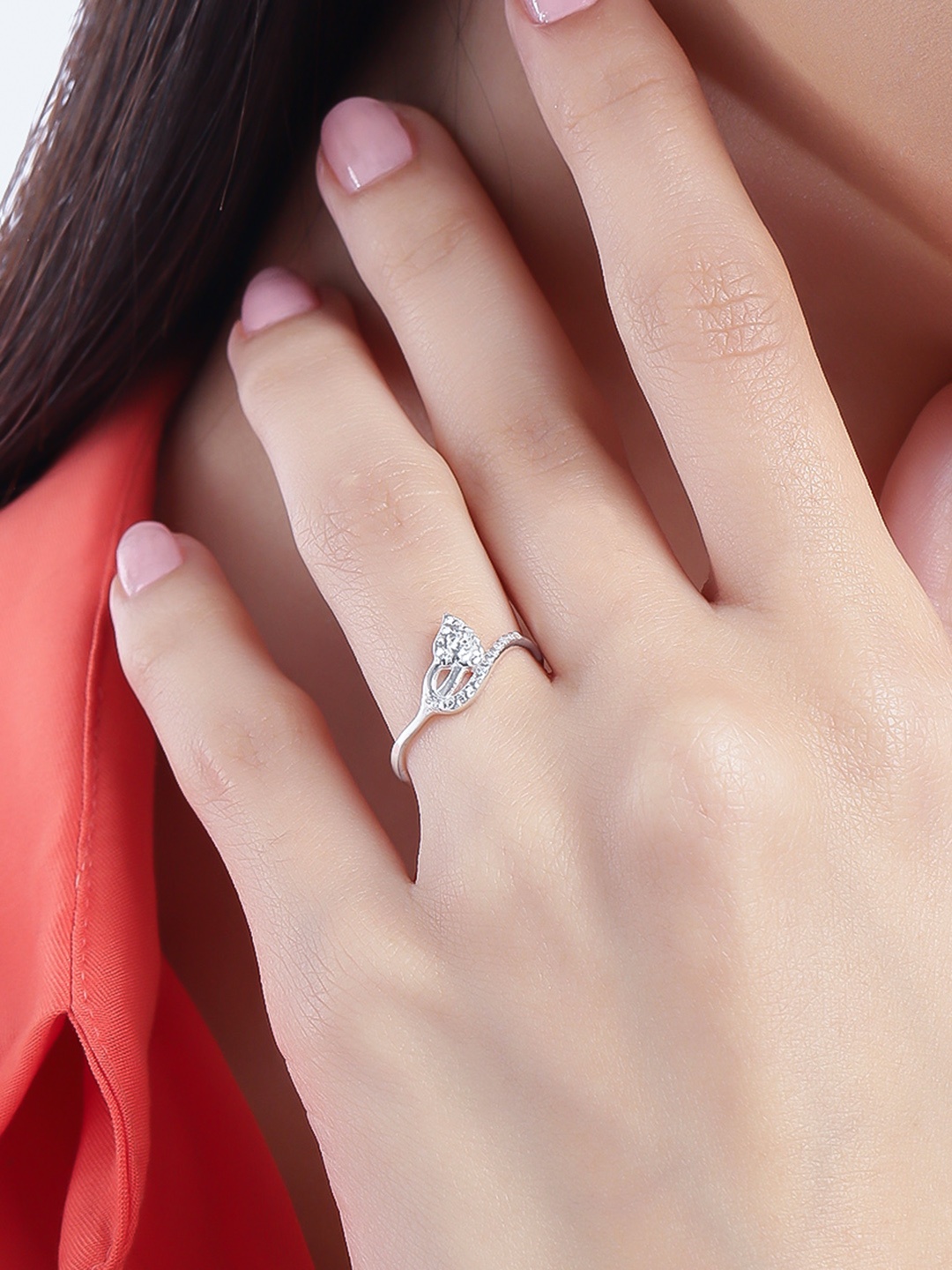

Unniyarcha 92.5 Silver Stones-Studded Adjustable Finger Ring