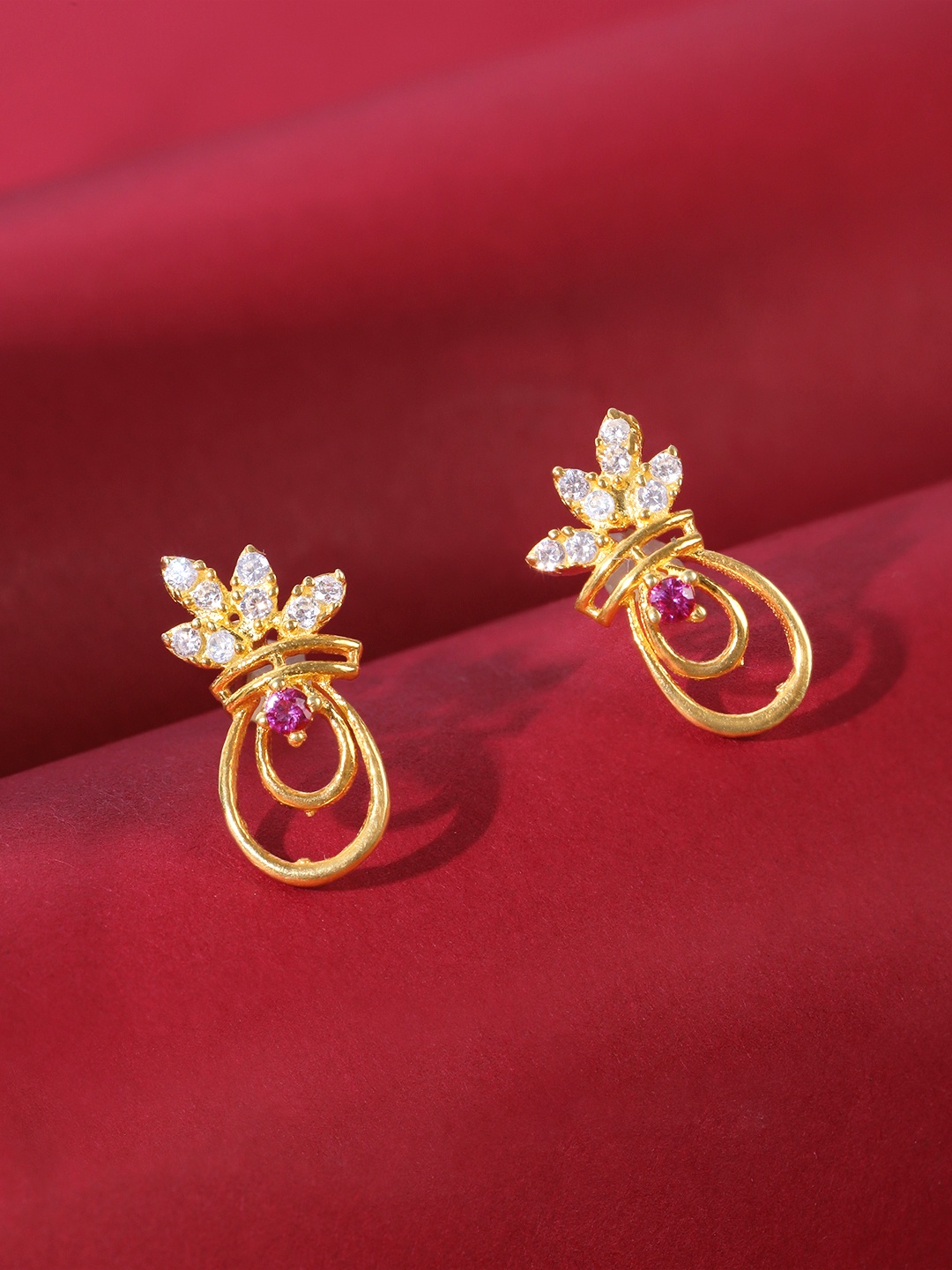 

Unniyarcha Gold-Plated Contemporary 92.5 Silver Artificial Stones Studs