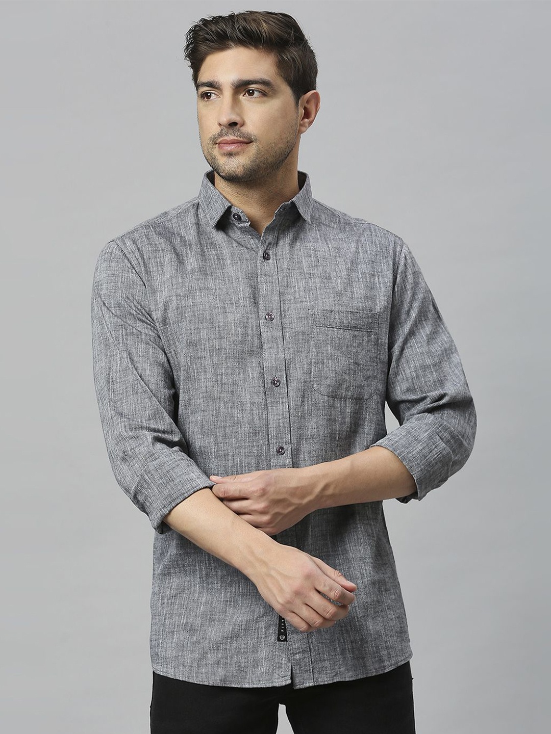 

Klub Fox Men Slim Fit Opaque Casual Shirt, Grey