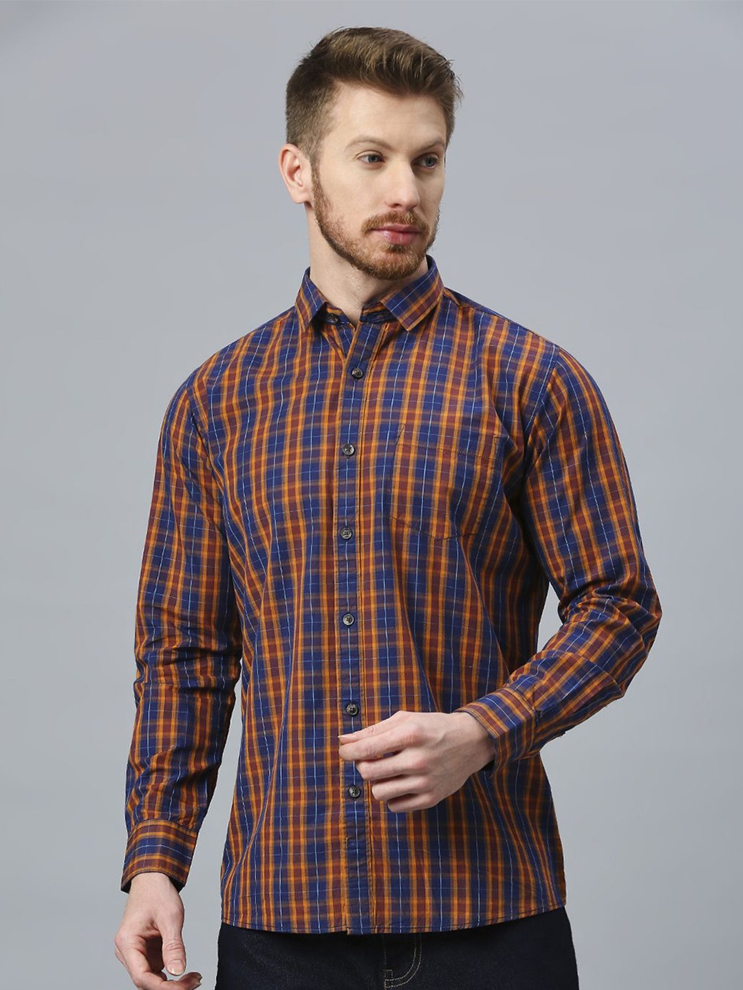 

Klub Fox Men Slim Fit Tartan Checks Opaque Checked Casual Shirt, Maroon