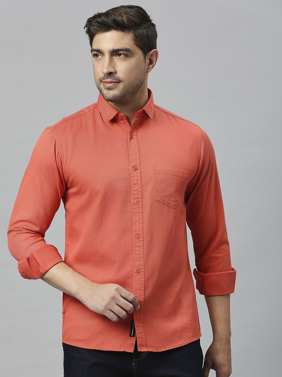 

Klub Fox Men Slim Fit Opaque Casual Shirt, Red