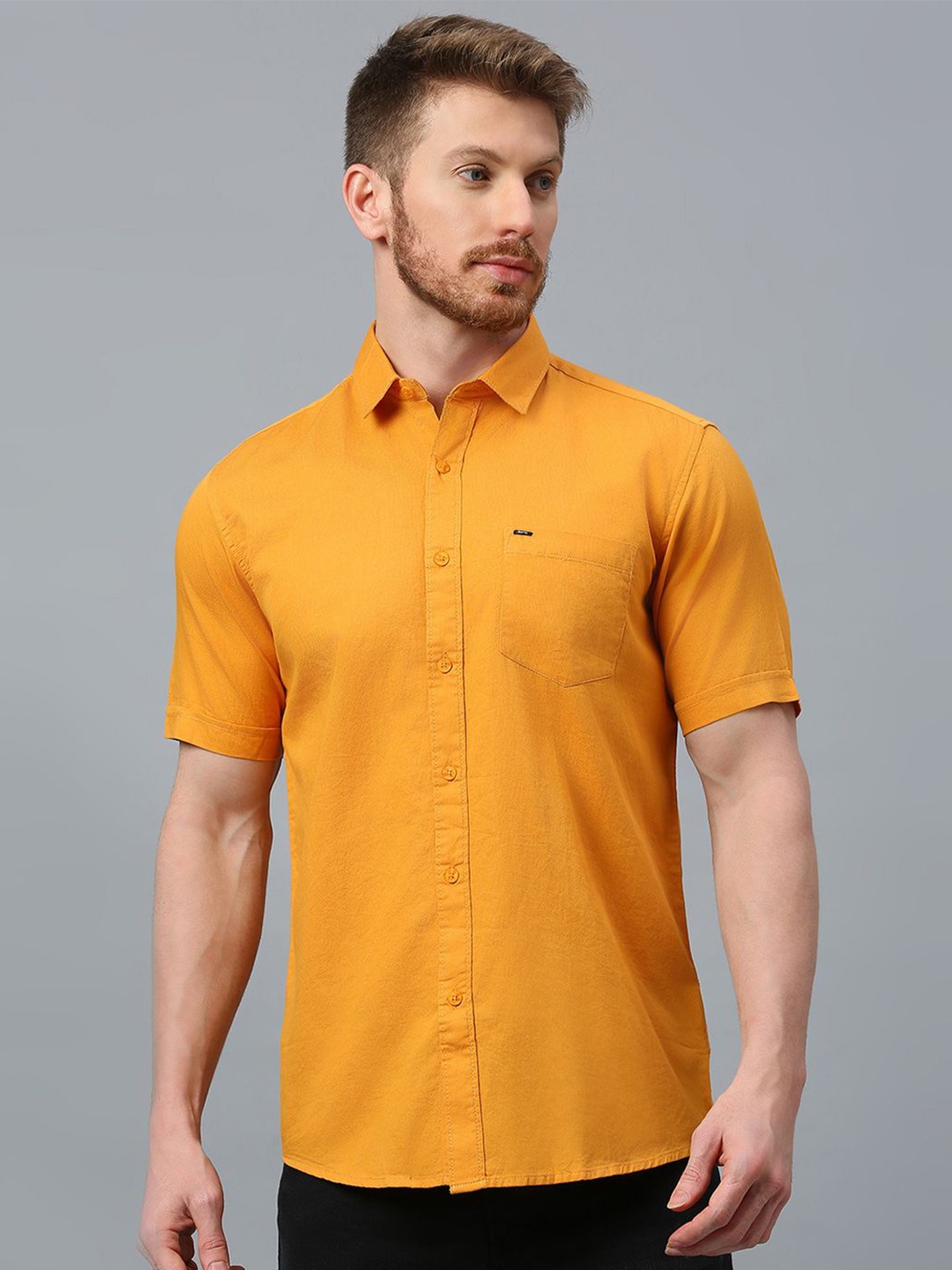 

Klub Fox Men Slim Fit Opaque Casual Shirt, Yellow