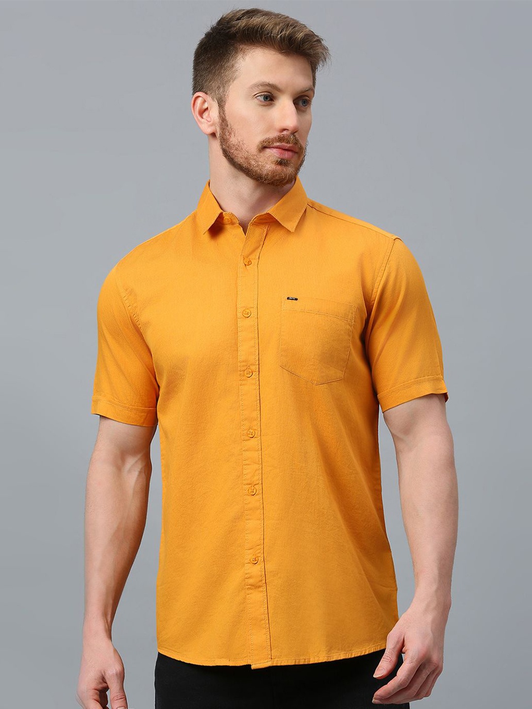 

Klub Fox Men Slim Fit Opaque Casual Shirt, Yellow