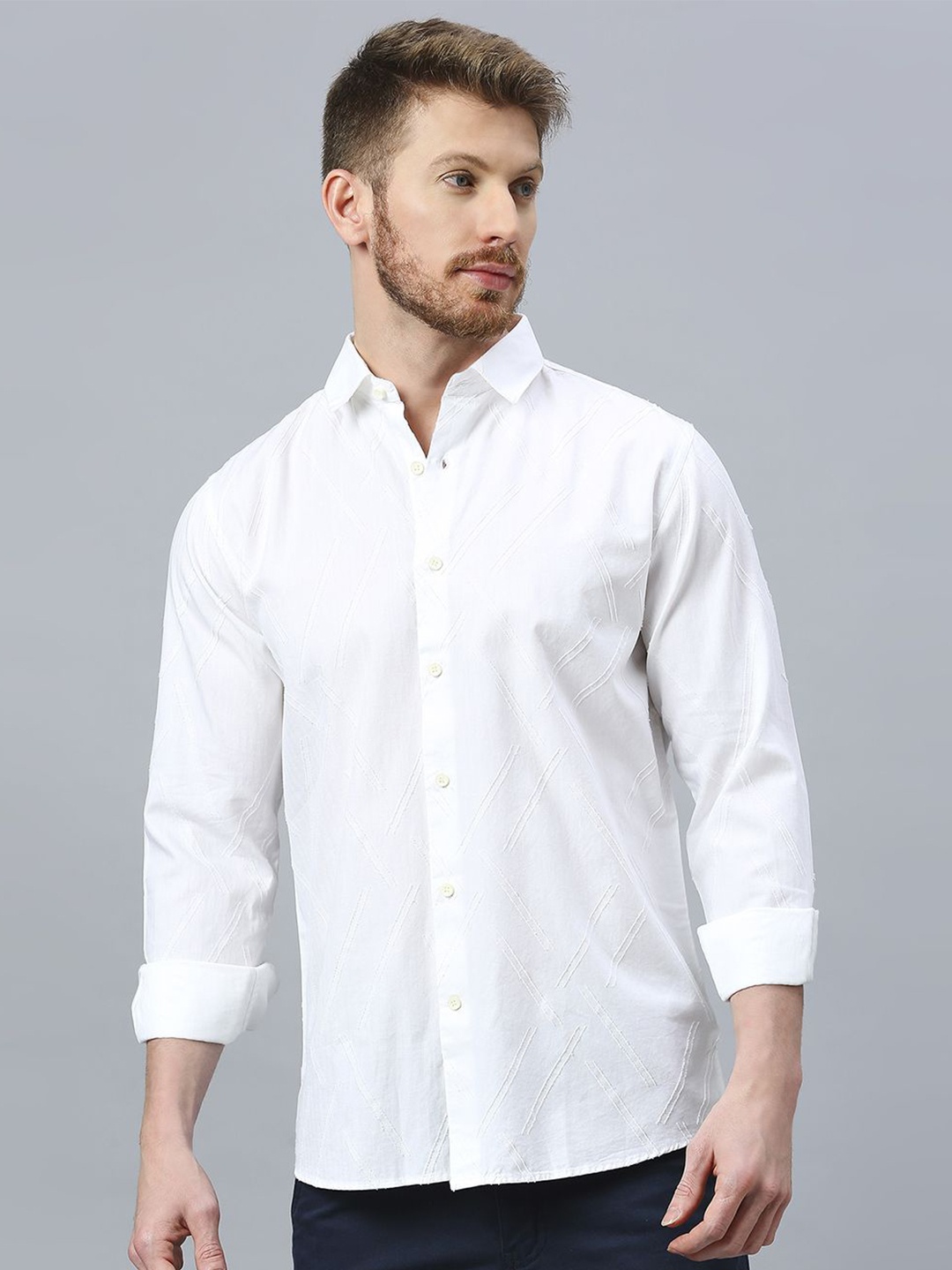 

Klub Fox Men Slim Fit Opaque Casual Shirt, White