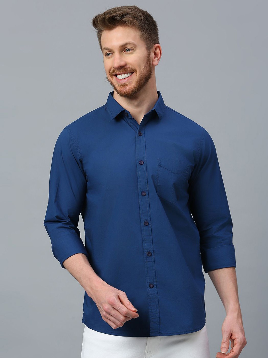 

Klub Fox Men Slim Fit Opaque Casual Shirt, Blue