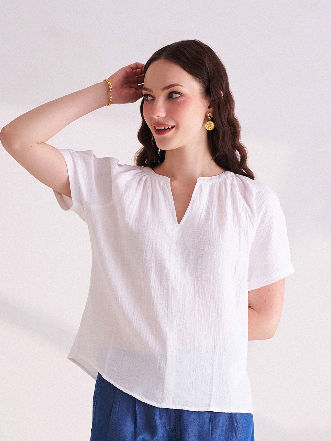 

B.Copenhagen Cotton Shirt Style Top, White