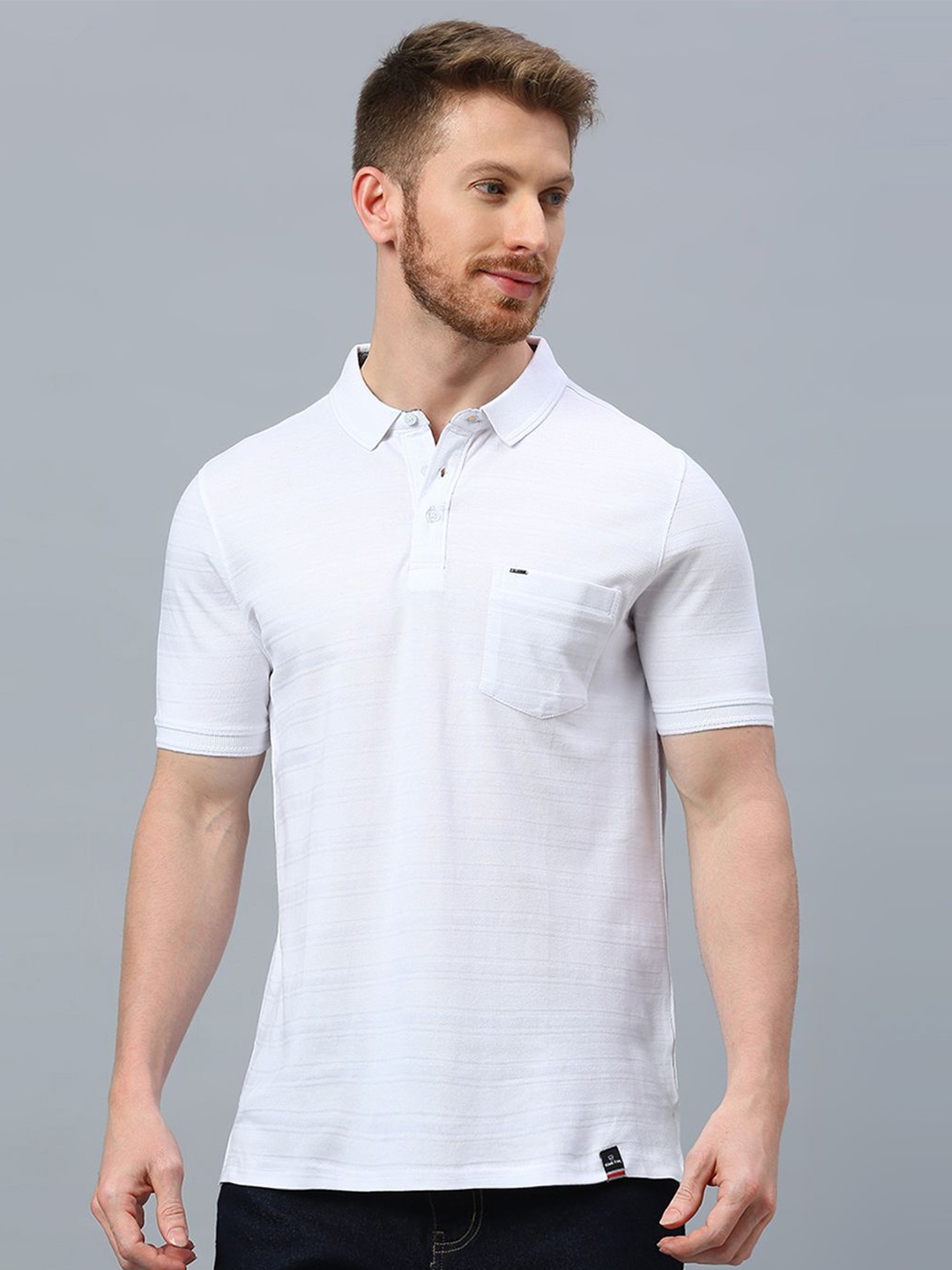 

Klub Fox Men Mandarin Collar Pockets T-shirt, White