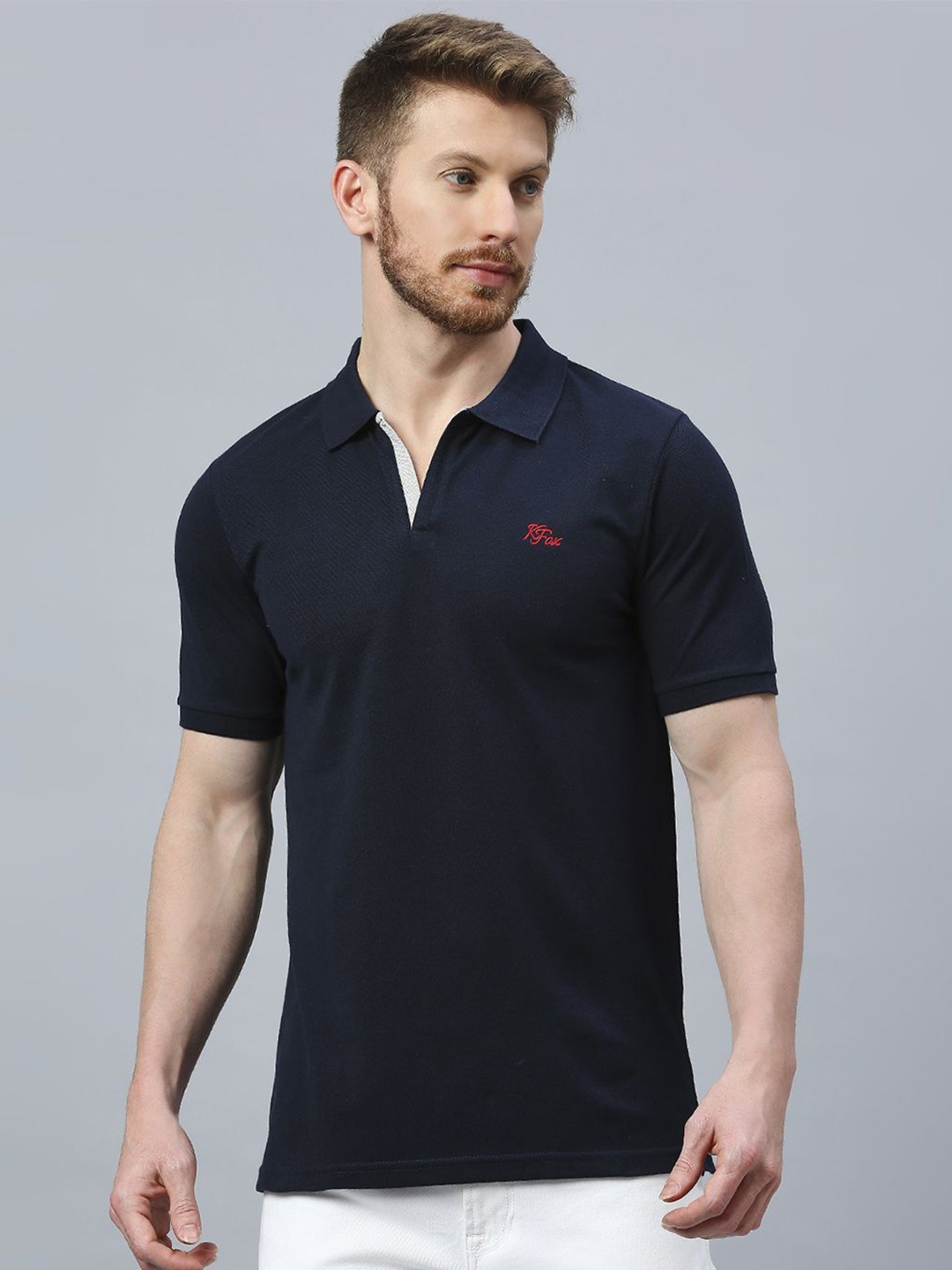 

Klub Fox Men Polo Collar T-shirt, Navy blue