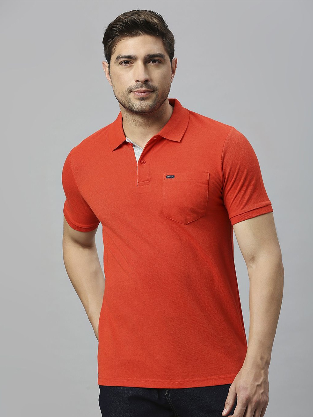 

Klub Fox Men Polo Collar T-shirt, Rust